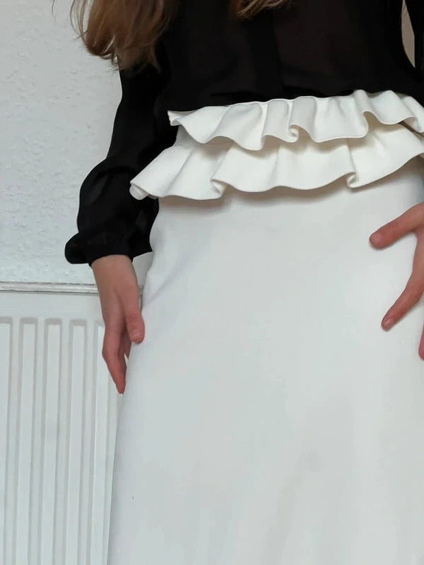 Alexander McQueen Knitted Midi Skirt – White – Size S – Ruffled Waist – Made in Italy
