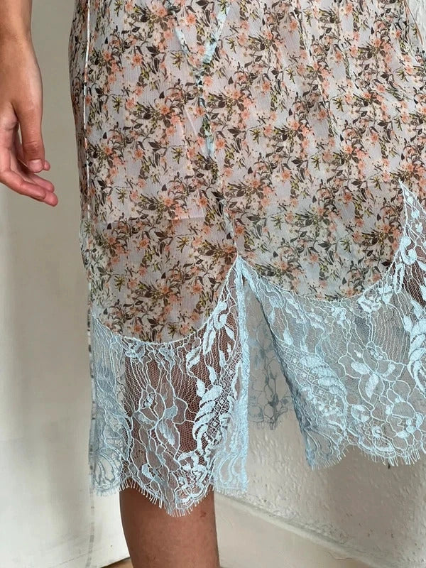 Dsquared2 Silk Slip Dress – Floral & Lace – IT42 / UK10 / M