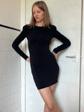 Balenciaga Black Mini Dress XS Padded Shoulders Bodycon Designer