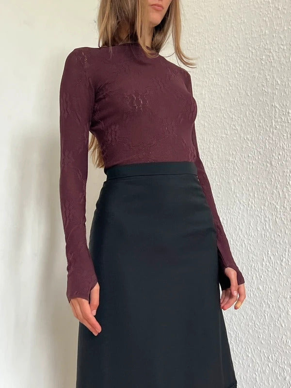 Victoria Beckham Lace Body Top Size S Brown Open Back
