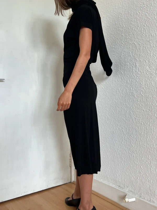 Vivienne Westwood Anglomania Draped Midi Dress Size M Black Made in Italy NWT