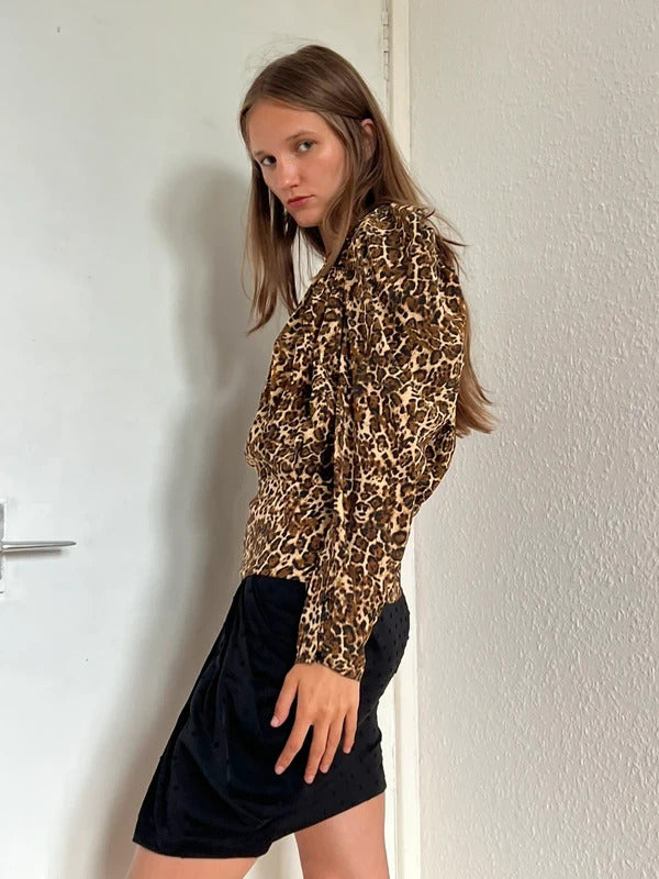 RRP €620 Isabel Marant Silk Blouse FR34 US2 UK6 XS Leopard Print Made in Portugal
