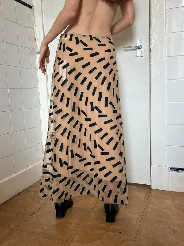 Maison Margiela Tape Print Sheer Tulle Midi Skirt IT44 / UK12 Made in Italy