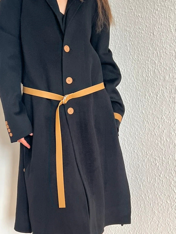 Helmut Lang Cashmere Wool Belted Coat – Black – IT40 / UK8