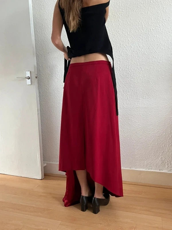 Y/Project Red Wool Maxi Side-Slit Skirt – Size S