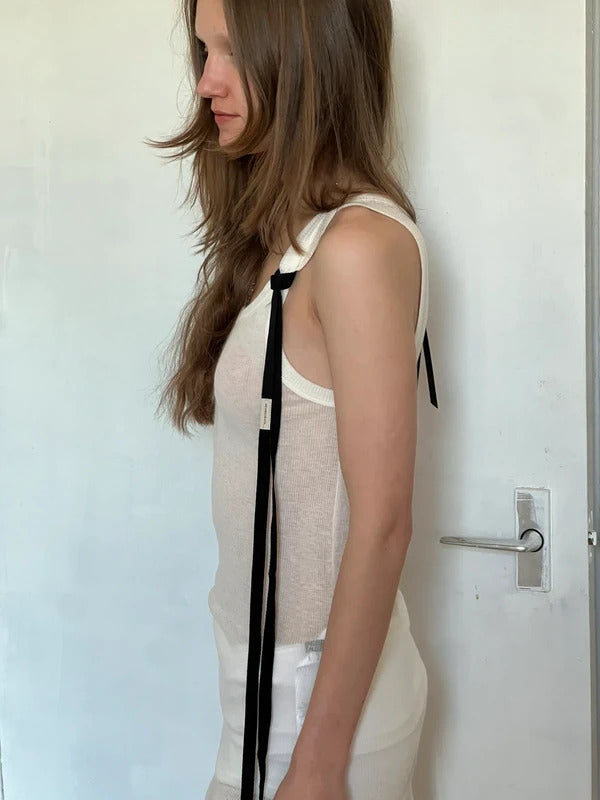Ann Demeulemeester Cashmere Blend Knit Top XS Belted White Minimal Designer
