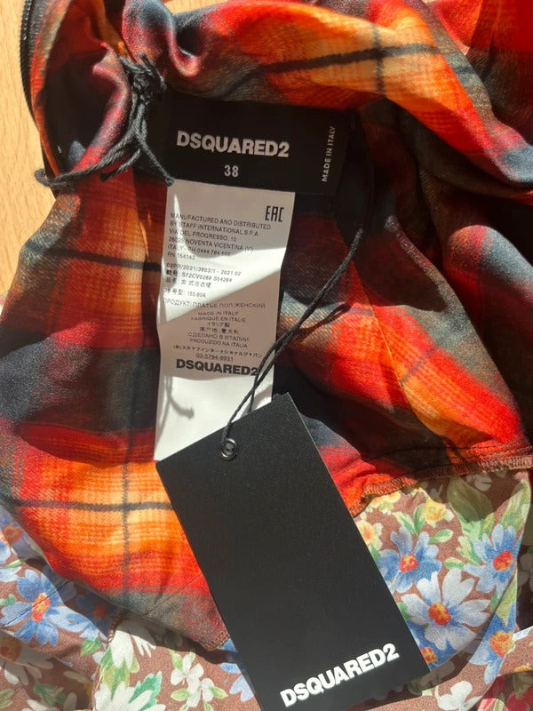 Dsquared2 Floral Tartan Ruffle Mini Dress IT38 XS