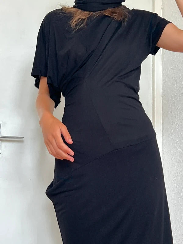 Vivienne Westwood Anglomania Draped Midi Dress Size M Black Made in Italy NWT