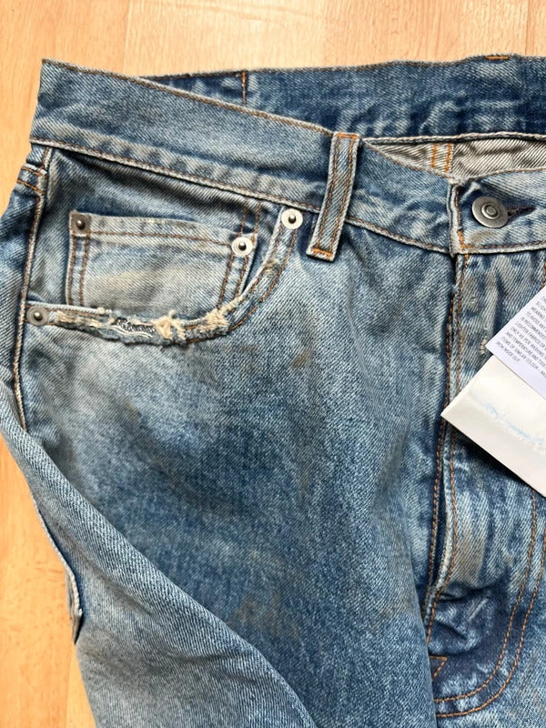 Maison Margiela High Waist Jeans W26 Blue Dirty Wash Wide Leg Made in Italy