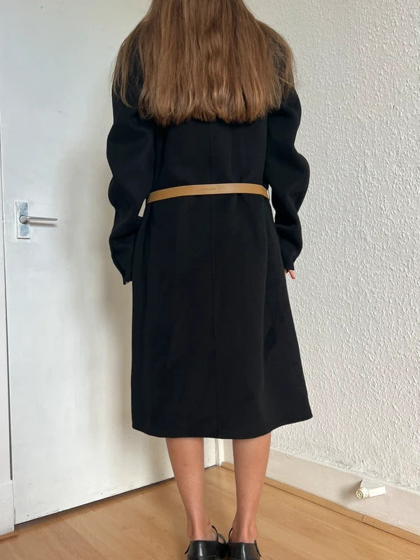 Helmut Lang Cashmere Wool Belted Coat – Black – IT40 / UK8
