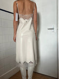 RRP €1090 Coperni Latex Slip Dress XS White Lace Made in Italy
