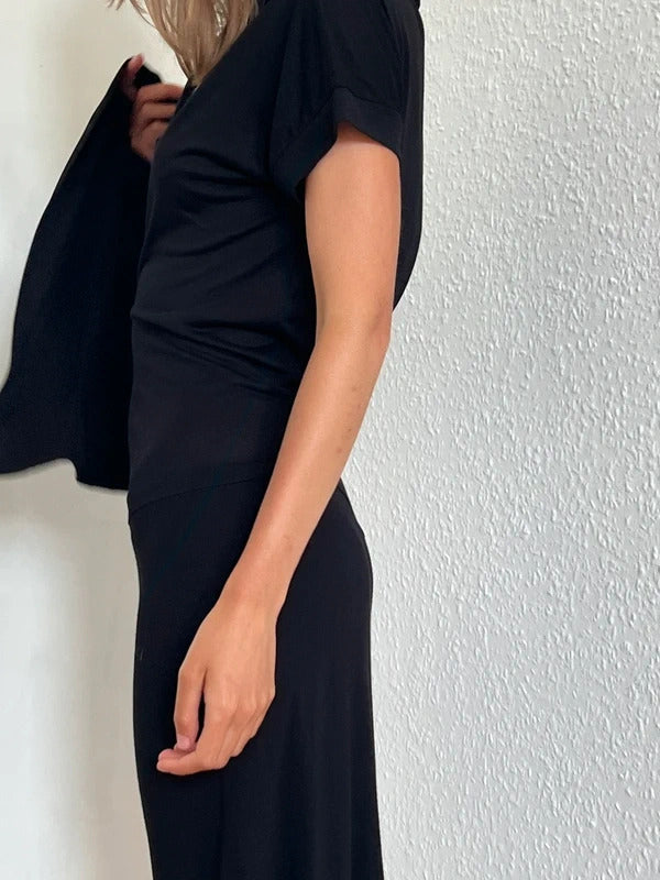 Vivienne Westwood Anglomania Draped Midi Dress Size M Black Made in Italy NWT