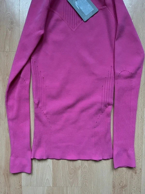 Balenciaga Pink Sweetheart Neck Knit Jumper XS Made in Italy