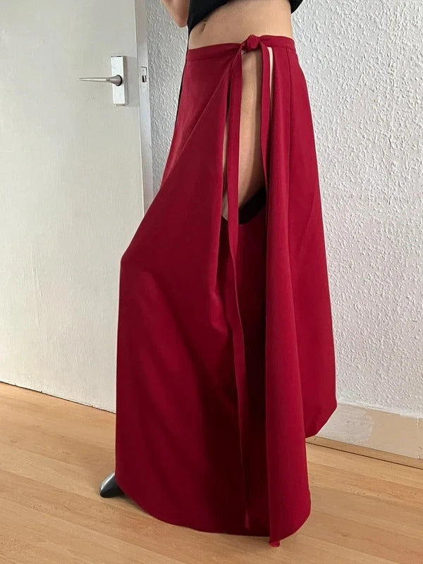 Y/Project Red Wool Maxi Side-Slit Skirt – Size S
