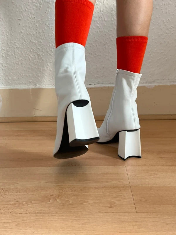 Balenciaga Glove Leather Ankle Boots White (EU37 / UK4 / US7)