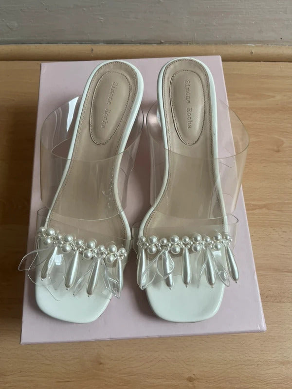 Simone Rocha PVC Pearl Beaded Mule Sandals EU37 UK4 US7 Made in Portugal