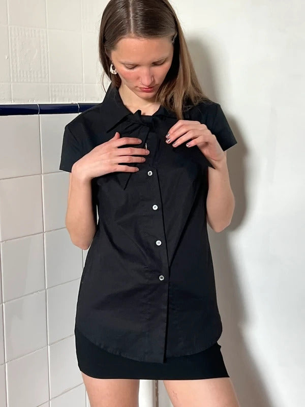 Vivienne Westwood Anglomania Bow Shirt IT40 Black Pussybow Made in Italy