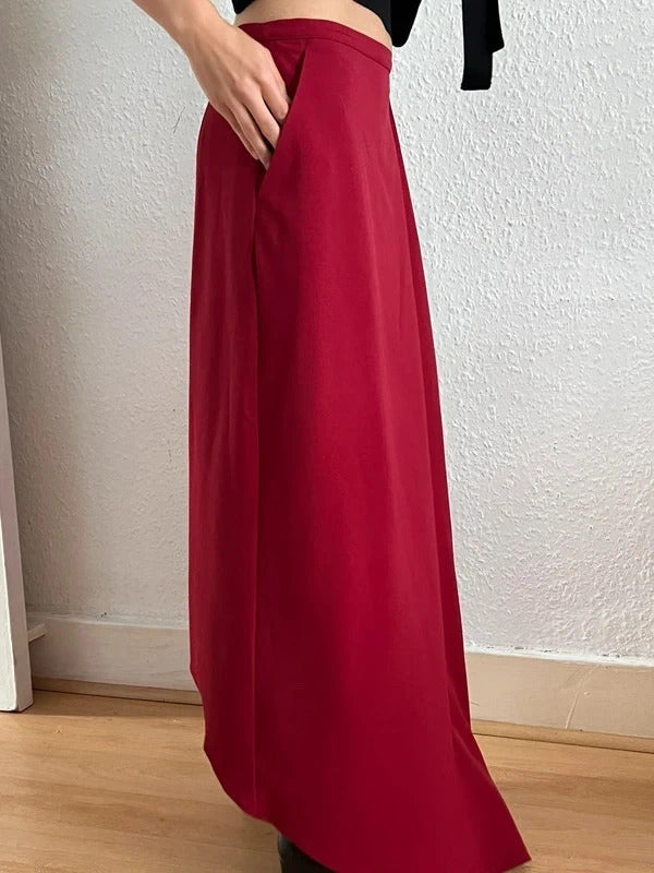 Y/Project Red Wool Maxi Side-Slit Skirt – Size S