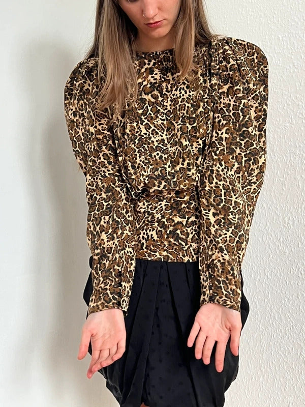 RRP €620 Isabel Marant Silk Blouse FR34 US2 UK6 XS Leopard Print Made in Portugal
