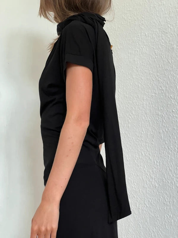 Vivienne Westwood Anglomania Draped Midi Dress Size M Black Made in Italy NWT
