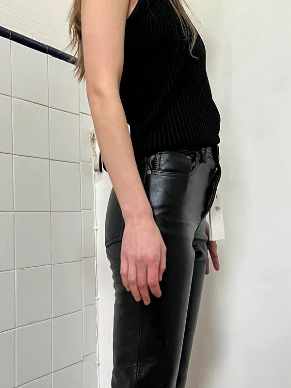 Acne Studios Black Leather Cropped Trousers – EU32 / UK6