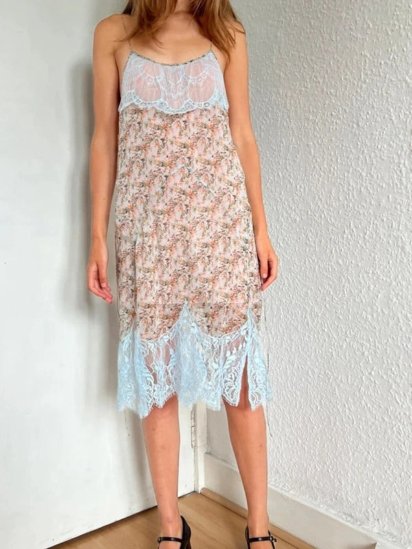 Dsquared2 Silk Slip Dress – Floral & Lace – IT42 / UK10 / M