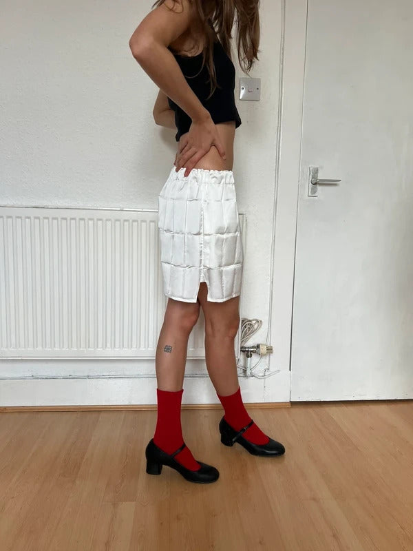 Coperni Satin Shorts – White – FR38 / US6 / UK10 / M