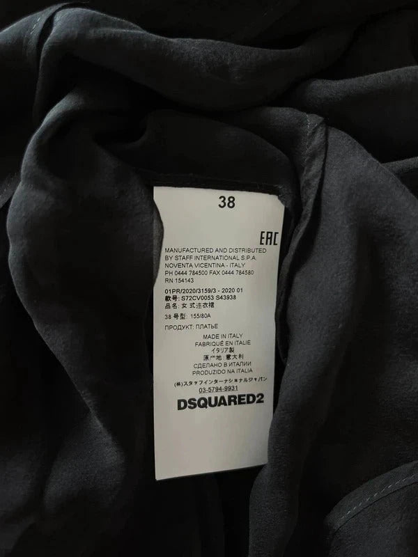 Dsquared2 Silk Chiffon Ruffle Tunic – Black – IT38 / UK6 / XS