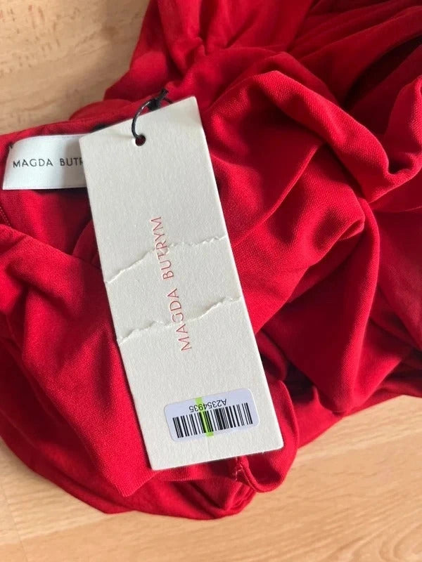 Magda Butrym Red Cut-Out Bodysuit Rose Detail FR38 / UK10