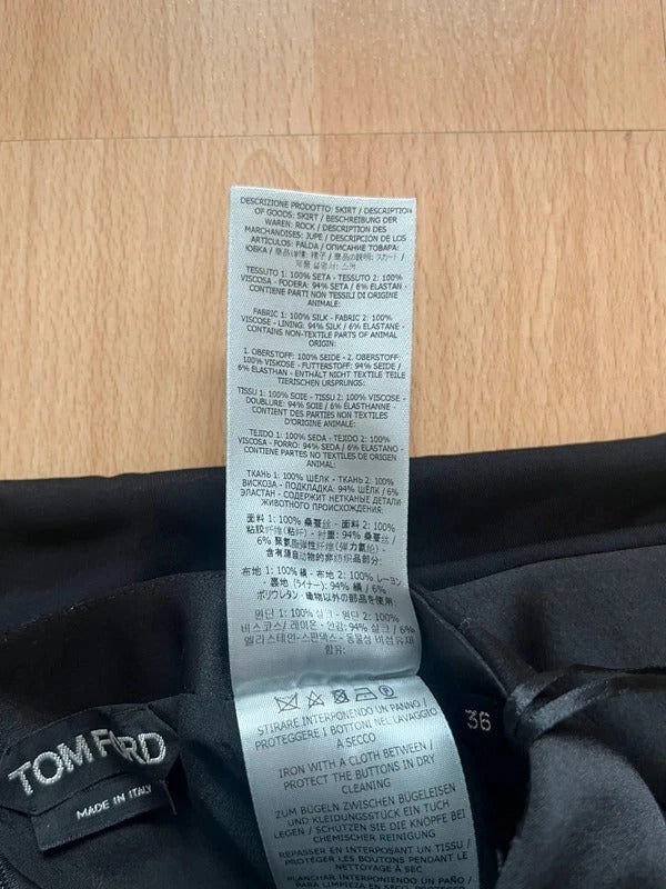 Tom Ford Silk Satin Midi Skirt – Black – IT36 / US2 / UK4 / XS – Sheer Hem – Made Italy