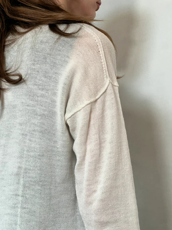 Rick Owens Lido Wool Jumper Ivory Sheer Knit Crew Neck Size S Made in Italy