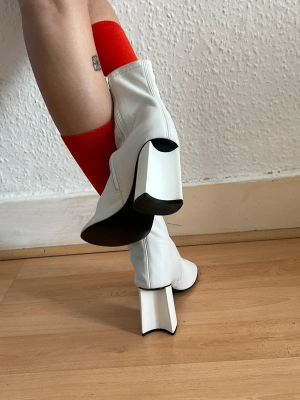 Balenciaga Glove Leather Ankle Boots White (EU37 / UK4 / US7)