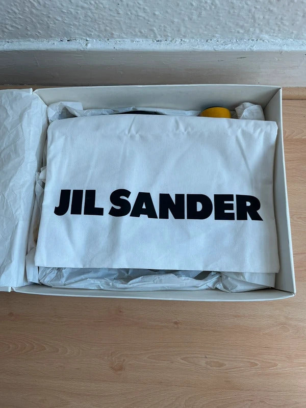Jil Sander Leather Ankle Boots EU40 UK7 Black Yellow Heel Made in Italy