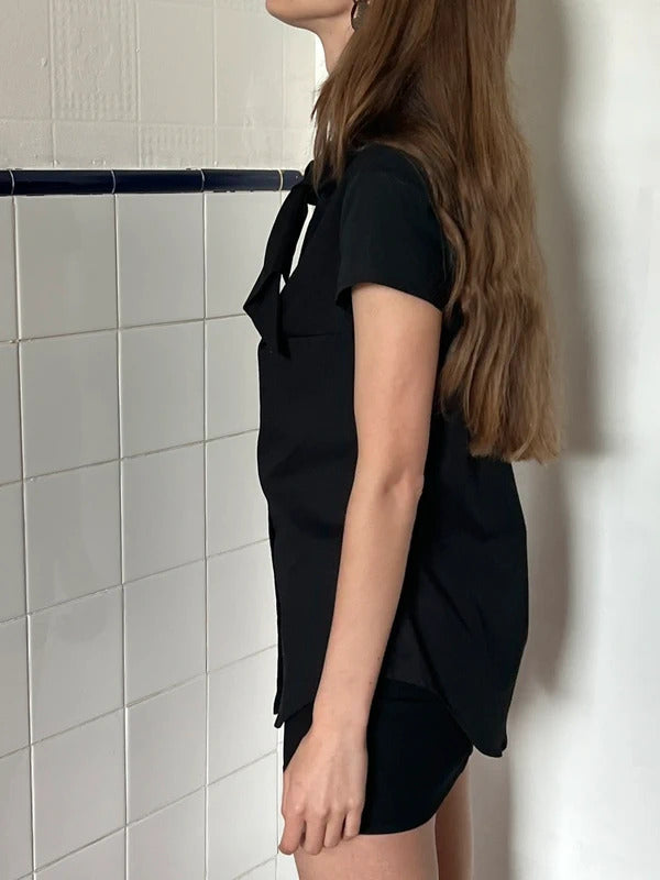 Vivienne Westwood Anglomania Bow Shirt IT40 Black Pussybow Made in Italy