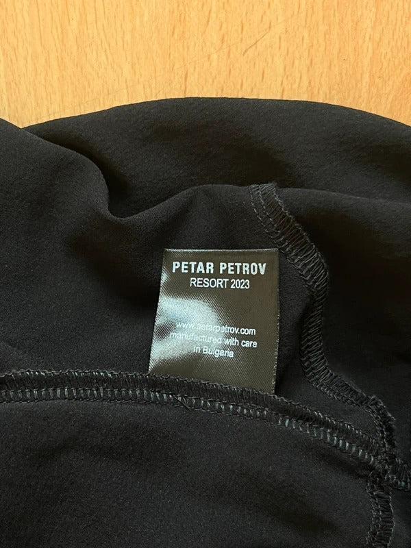 Petar Petrov Crepe Bodysuit FR36 US4 UK8 S Black Silk Cut-Out Tie Neck