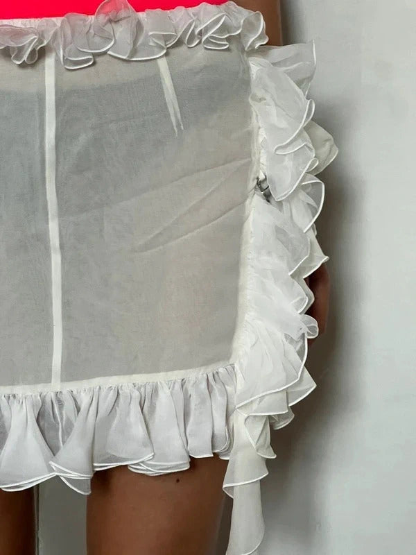 Dsquared2 Silk Ruffled Zipped Mini Skirt XS
