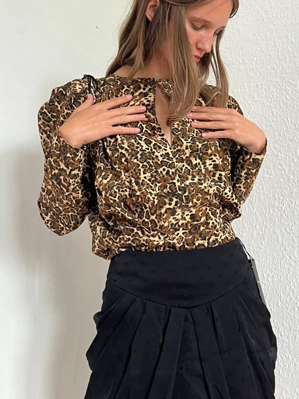 RRP €620 Isabel Marant Silk Blouse FR34 US2 UK6 XS Leopard Print Made in Portugal