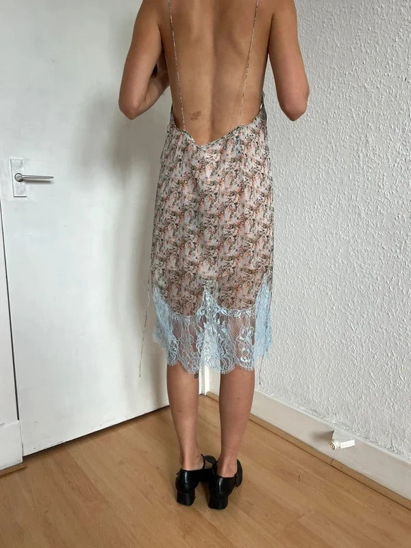 Dsquared2 Silk Slip Dress – Floral & Lace – IT42 / UK10 / M