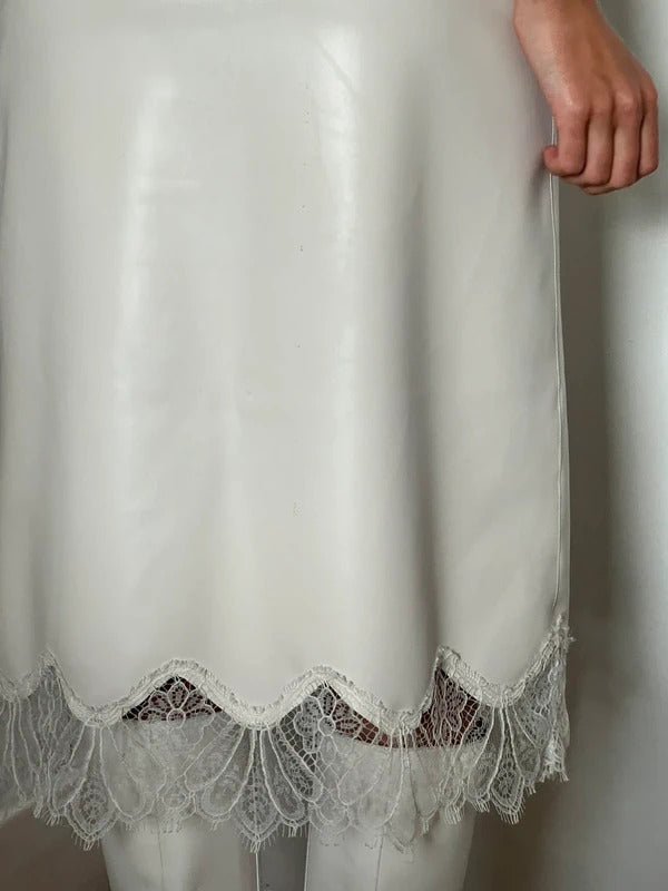 RRP €1090 Coperni Latex Slip Dress XS White Lace Made in Italy