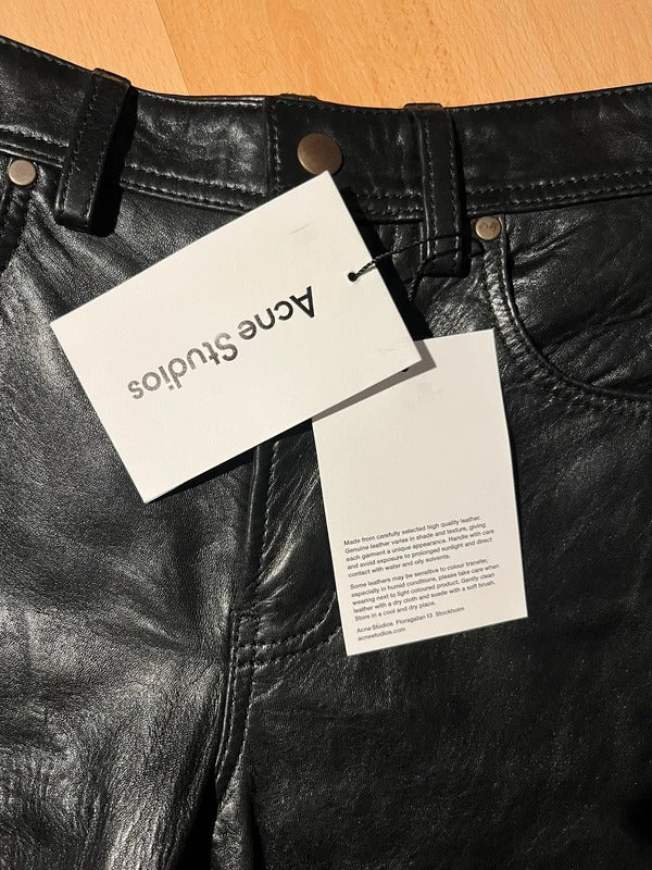 Acne Studios Black Leather Cropped Trousers – EU32 / UK6