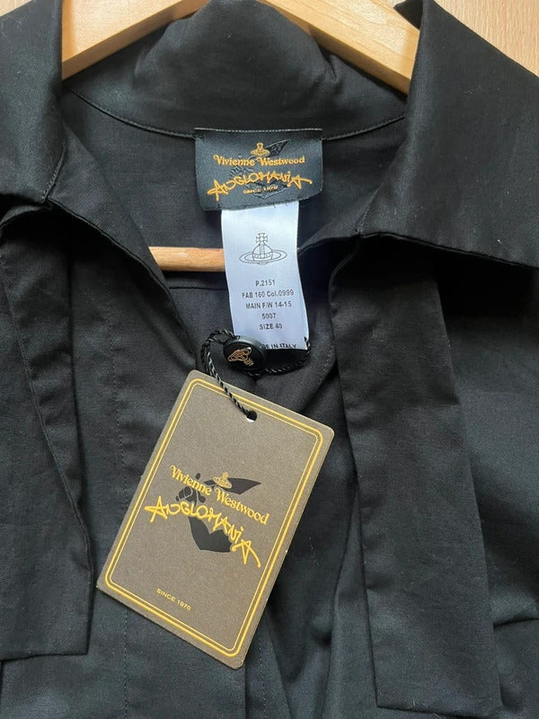Vivienne Westwood Anglomania Bow Shirt IT40 Black Pussybow Made in Italy