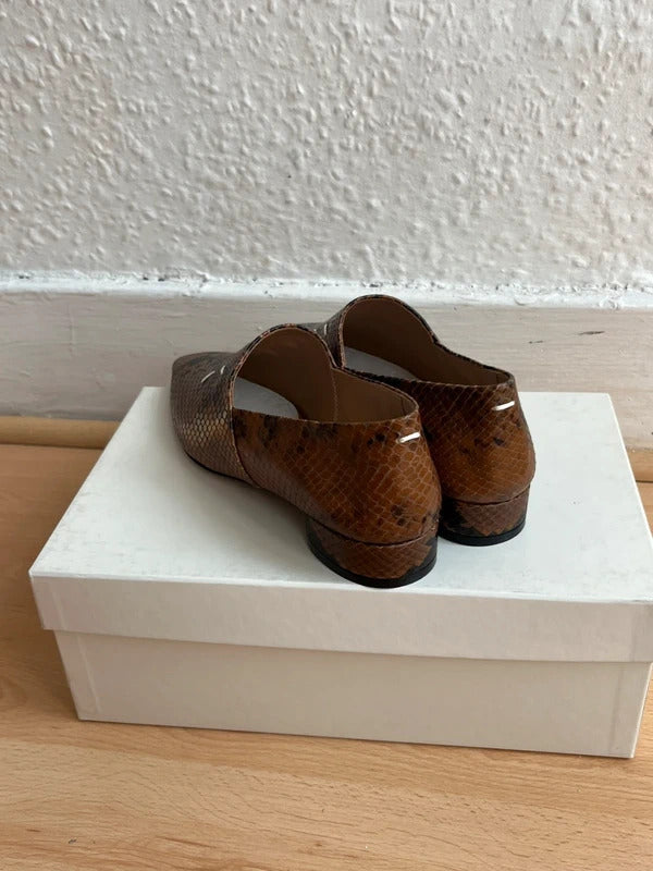 Maison Margiela Snakeskin Print Leather Loafers EU36 UK3 Pointed Shoes New