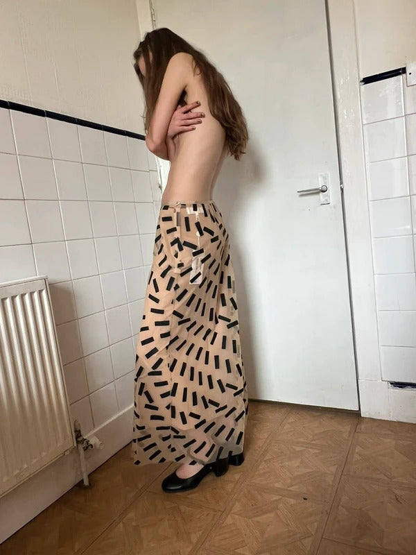 Maison Margiela Tape Print Sheer Tulle Midi Skirt IT44 / UK12 Made in Italy
