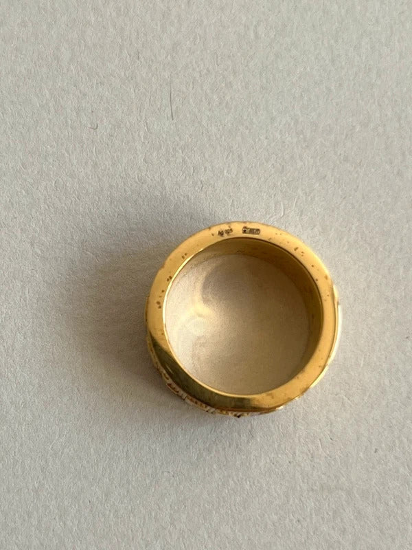 Balenciaga Logo Band Ring Size 54 UK N½ US 7 Gold Tone 925 Silver Made in Italy