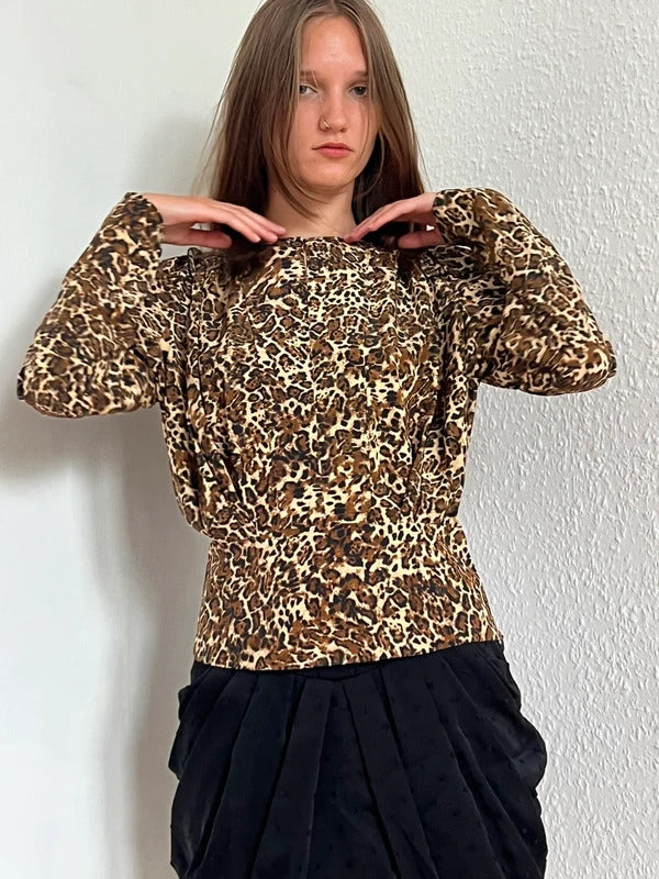 RRP €620 Isabel Marant Silk Blouse FR34 US2 UK6 XS Leopard Print Made in Portugal
