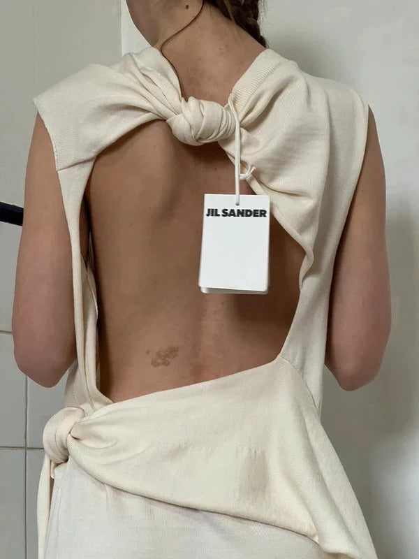 Jil Sander Open Back Wool Maxi Dress FR36 / UK8 Sculptural Knit
