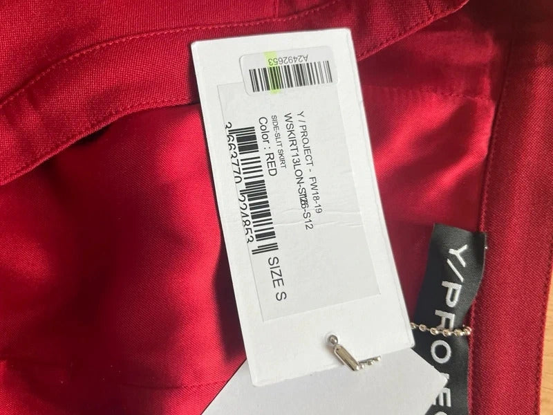 Y/Project Red Wool Maxi Side-Slit Skirt – Size S