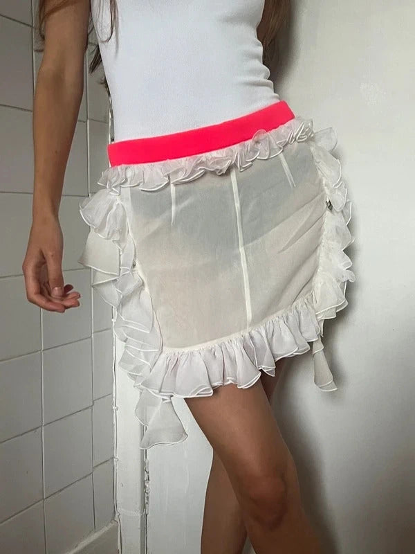 Dsquared2 Silk Ruffled Zipped Mini Skirt XS