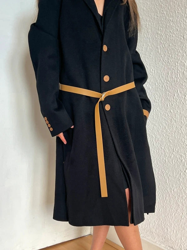 Helmut Lang Cashmere Wool Belted Coat – Black – IT40 / UK8