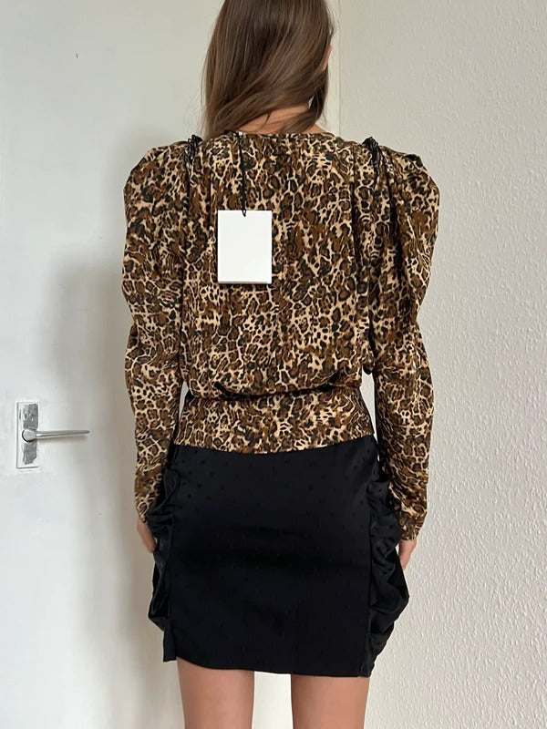 RRP €620 Isabel Marant Silk Blouse FR34 US2 UK6 XS Leopard Print Made in Portugal